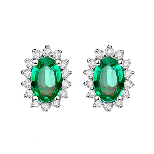 Boucles d'oreilles émeraude de laboratoire 2 carats et or 750, joaillerie fine de mariage