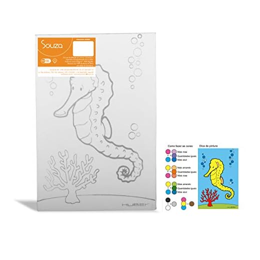 Tela De Pintura Riscada, 20cm X 30cm, Desenho: Cavalo Marinho - Souza & Cia (Ref: 8170)