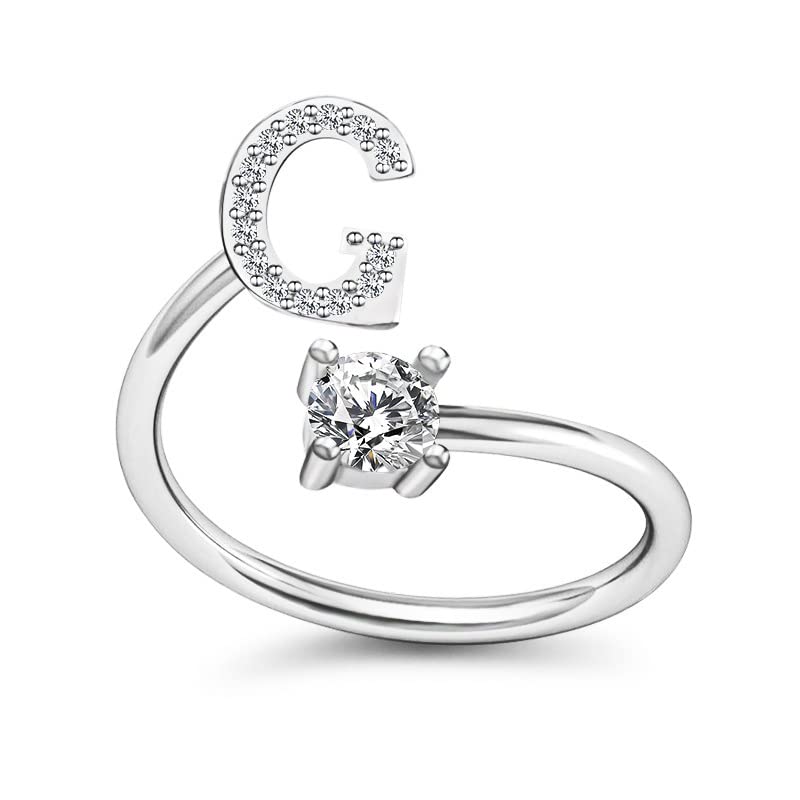 RVM Jewels Initial Crystal Stylish Adjustable Letter G Rings Starting Name With American Diamond Silver Plated For Valentine Gift To Girlfriend Or Girls and Women (B0BG61L8VN) Amazon Price History, Amazon Price Tracker