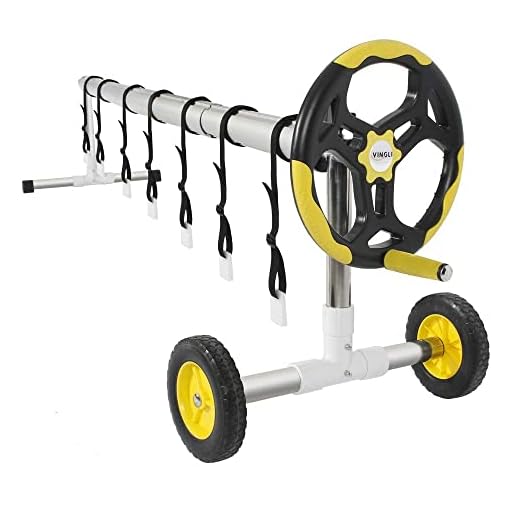 VINGLI Pool Reel Set 14 Feet Aluminum Inground Swimming Pool Solar Cover Blanket Reel Roller