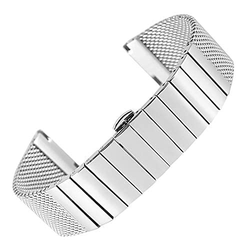Bracelet de montre en acier inoxydable maille polie 18-24mm pour hommes et femmes