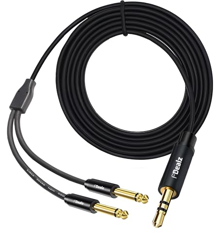 Image of [ 1.5 Meter ] 3.5mm to 2 x Mono 6.35mm Splitter Cable ; 3.5mm 1 /8 inch TRS to Dual 6.35mm 1 /4 inch TS Mono Stereo Y-Cable Splitter Cord for Smartphone, Computer, CD Player, Speakers