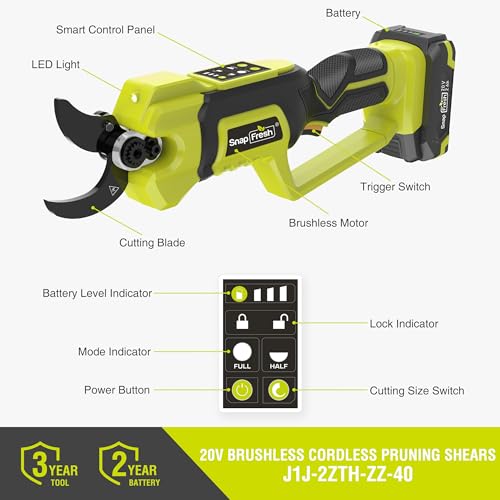 Image of SnapFresh 20V Brushless Electric Pruning Shears, 2.75 inch Max Cutting Capacity
