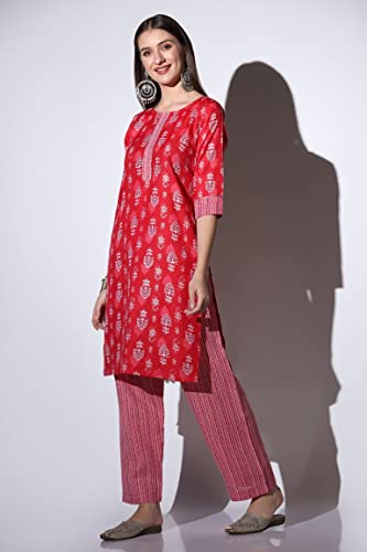 Image of DHRUVI TRENDZ Cotton Kurta Set for Women | Kurta Set |Kurta Set for Women | Festive Kurta Set for Women