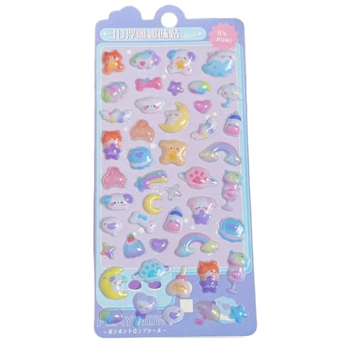 Pegatinas 3D | Dibujos animados divertidos reutilizables | Animales para niños | Para álbumes de recortes, diario y manualidades, teléfono móvil, ordenador, cuaderno, papelería