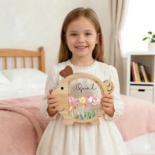 Image of Personalized Piggy Bank, Wooden Money Banks for Kids, Custom Gifts for Boys and Girls, Personalized Piggy Bank for Girls