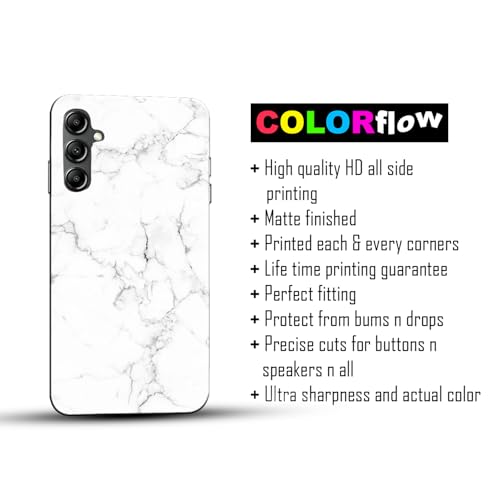Image of COLORflow Back Cover Compatible with Samsung Galaxy A14 5G / 4G | Beautiful White Marble | Designer Printed Hard CASE Bumper Back Cover Compatible with Samsung Galaxy A14 5G / 4G