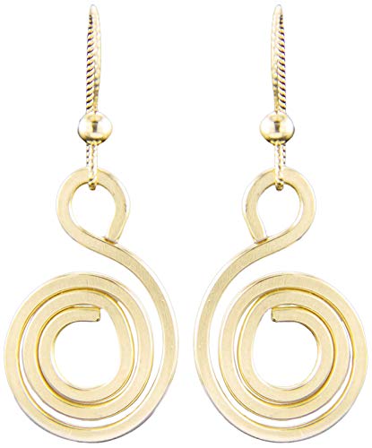 Cute Geometric Spiral Circle 14K Yellow Gold-Filled Dangle Earrings Fun Jewelry Gift Idea for Women