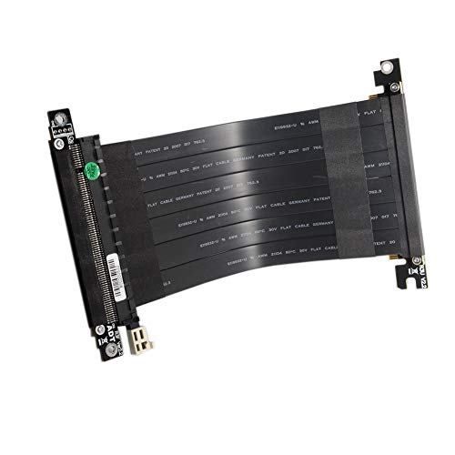 ADT-LINK PCIe Riser Cable, 3.0 x16 PCI Express Riser Dual Reverse Extender R33UF-TU, Flexible High Speed GUP Riser Cable for ITX Case Chassis (185mm, R33UF-TU)