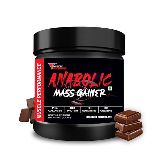 Image of Anabolic Mass Gainer, 500g, Belgium Chocolate | High Protein Carbs, With Creatine, BCAA & Glutamine, Digestive Enzymes, For Muscle Gain & Fast Growth