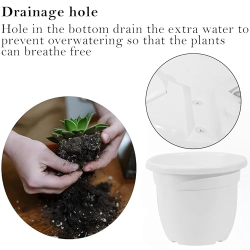 Image of Kuber Industries 14 Inch Plastic Large Size Flower Pot for Home, Office, Living Room, Balcony & Garden | Aesthetic & Portable Gamla Pot /Planter for Ideal for Indoor & Outdoor Use | White