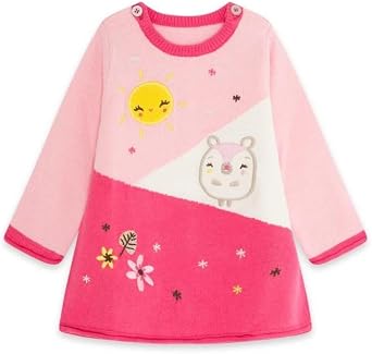 Tuc Tuc | Baby Girl Pullover Dress Long Sleeve | Collection Woodland | Pink with Sun Flowers