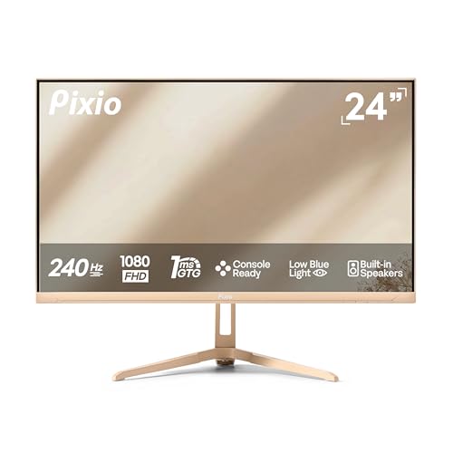 Image of Pixio Two PX249 Wave Beige 24 inch 240Hz Refresh Rate FHD 1080p Resolution IPS Panel 4ms GTG Response Time Gaming Monitor and PS1D Wave Beige Dual Monitor Arm