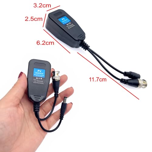 JZK 2 Paar Video Balun RJ45 zu BNC Transceiver Sender HD-CVI/TVI/AHD/CVBS mit Stromanschluss für 1080P 3MP 4MP 5MP 8MP CCTV-Sicherheit DVR-Überwachungskamerasystem, BNC auf RJ45