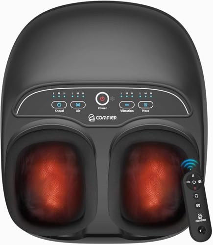 COMFIER Foot Massager Machine with Heat, Shiatsu Feet Massager, Remote Control, Customizable Settings for Home Office Use, Gifts for Women Men, UP to Men Size 13
