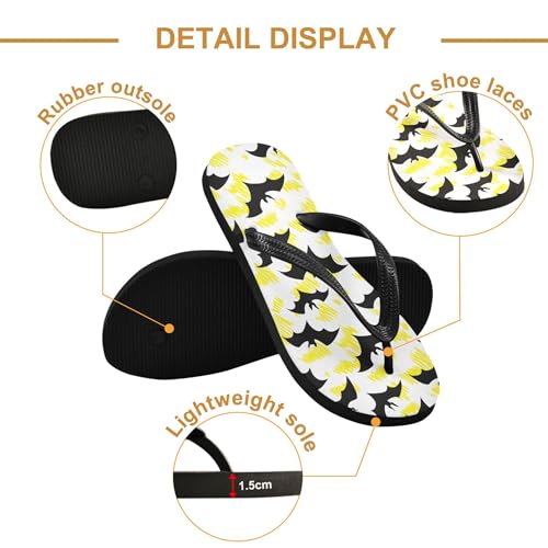 Burbuja Bat with Yellow Line Flip Flops for Women Men, Soft Thong Sandals Rubber Slippers for Pool Beach Essentials3