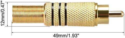 RUNCCI-YUN 2 Cavi RCA Maschio Per Altoparlanti | 14 AWG 0,3m | Connettori Metallici Placcati Argento