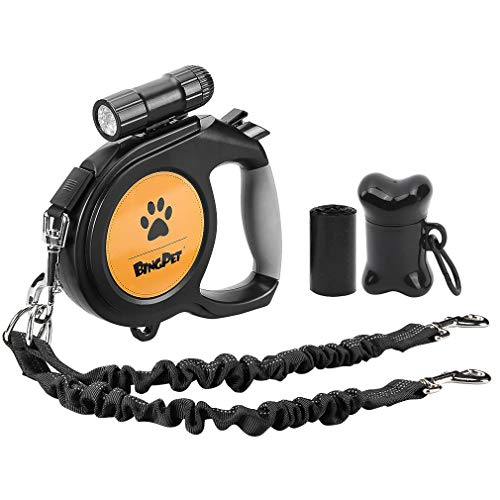 dual retractable dog leash for large dogs