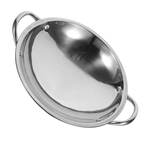 TOYZFRIENDY Sartén de Acero Inoxidable para Wok Redondo Alta Resistencia al Calor Superficie Antiadherente Fácil de Limpiar Utensilio de Cocina Duradero para Mariscos y Hot Pot