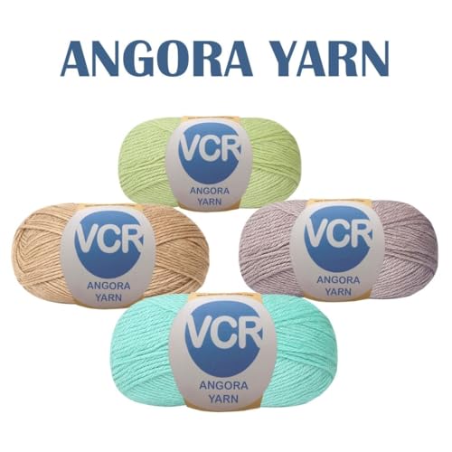 Image of VCR Off White Angora Knitting Yarn, Pack of 1, 100 Grams Hank, 256 Meters Length, 80% Flurry - 20% Acrylic Polyamide Soft Ball for Crochet and Knitting, Suitable for Baby Blankets, Cushion Covers
