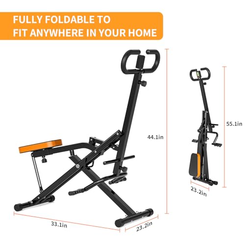 NAYSAYE Squat Assist Trainer, Squat Machines Rowing Machine with Adjustable Resistance Bands LCD Display, Foldable Exercise Trainer with 265LBS Loading Capacity for Home Office Black by NAYSAYE - Image 4