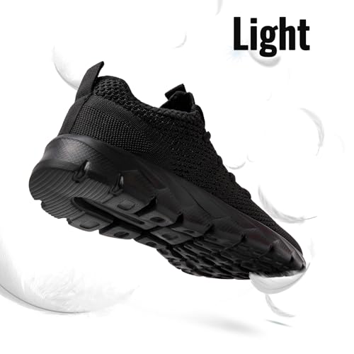Image of Men Running Shoes Tennis Walking Slip On Fashion Sneakers Black Size 9.5 | for Gym Lightweight Breathable Mesh Sport Shoes