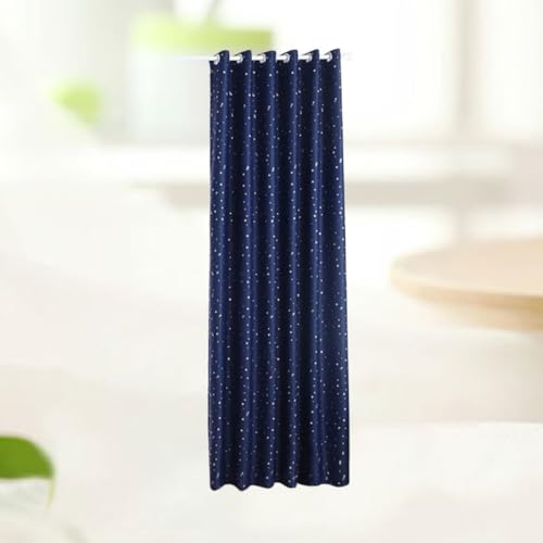 Rideau bleu à étoiles perforées style délicat pour chambre