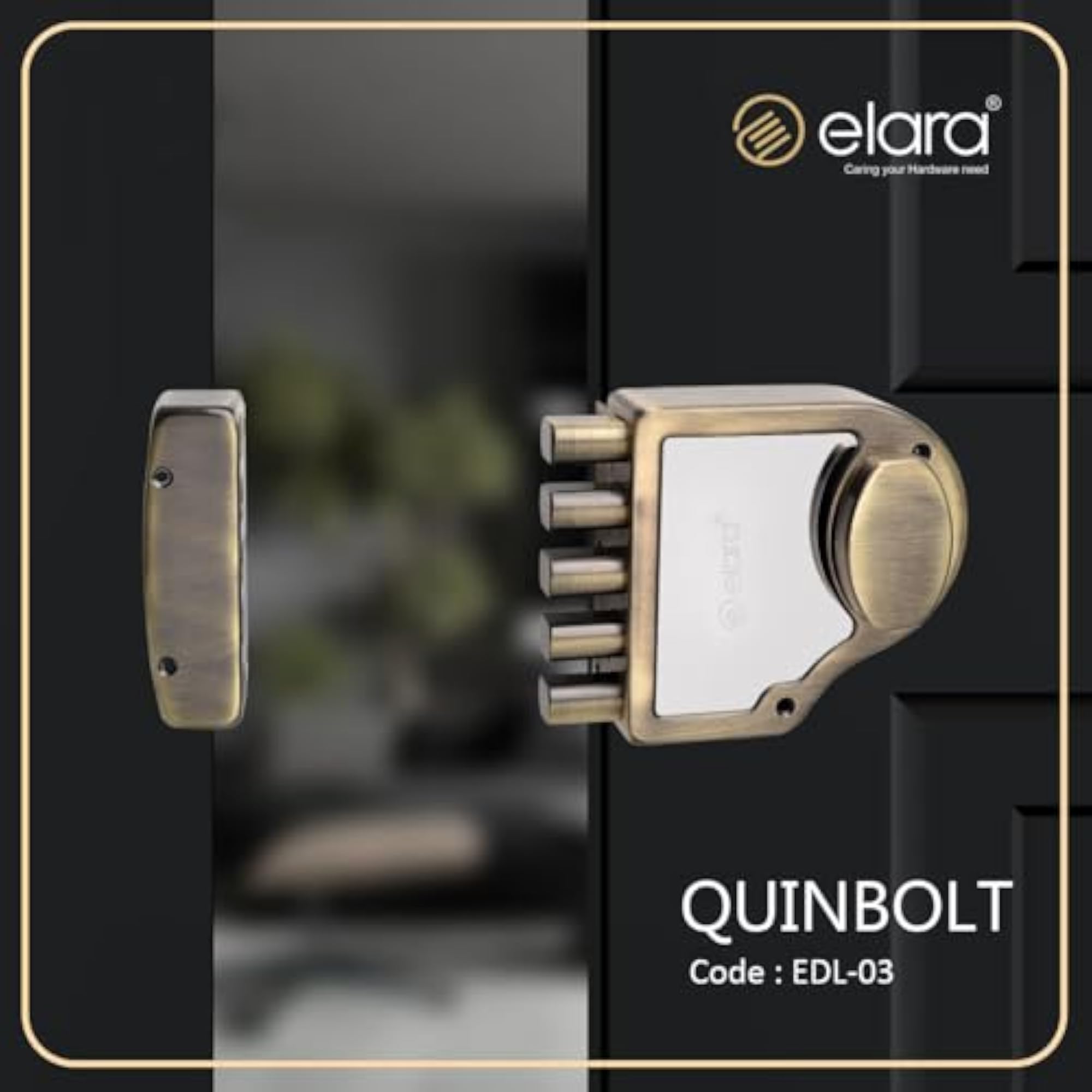 Quinbolt Deadbolt Lock for Wooden Doors, Right & Left Handed