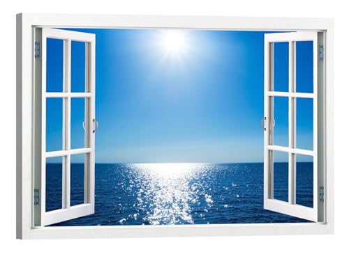 canvashop Quadri Moderni Soggiorno Finestra aperta Sul Mare aperto 100X70 Cm Quadro Su Tela Canvas Stampe Da Parete
