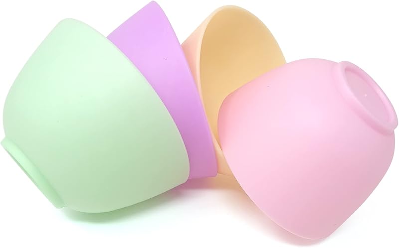 Honbay 4PCS Silicone Mixing Bowls Prep and Serve Bowls for Mixing Facial Mask or Holding Ingredient (13��7.5CM)