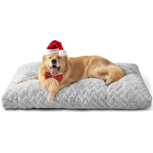 EHEYCIGA Washable Dog Crate Bed for Extra Large Dogs, Fluffy XL Pet Kennel Pad Reversible for Doggie and Cats, Plush Faux Fur XLarge Pet Sleeping Mattress Mat, 41