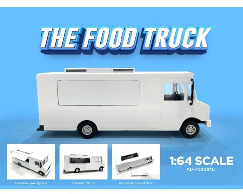 Modelo Food Truck 1:64 Color Blanco Ensamblado miniatura 2