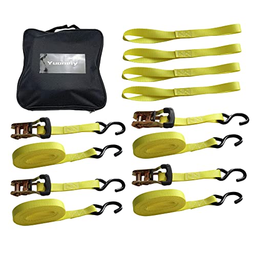 Yuoneiy Ratchet Straps Tie Down (4Pk) 1 1/16” X 15” X 3300 Lbs Heavy Duty Motorycle Tie Down Straps Ratcheting For Trailer #TOP1