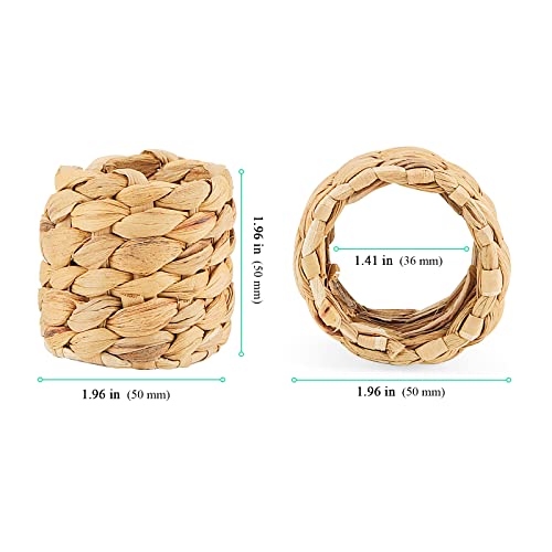 Senjeok 24 Pcs Water Hyacinth Napkin Rings, Natural Hand Woven Napkin Rings, Round Rattan Napkin Rings For Dinner Table Decoration #TOP1