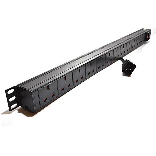 Dynamode 12 Way Vertical UK 13A Switched PDU – IEC C20 Input – High-Density Server Rack Power Distribution Unit – Aluminium Housing, 4000W, 1.8m Cable