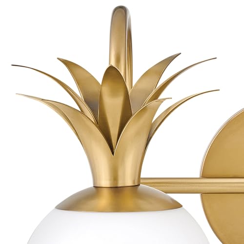 Image of Hinkley Palma 54152HB Small Two Light Vanity, Etched Opal Shade, Classic Pineapple Motif, Heritage Brass