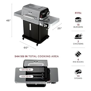 Ninja FlexFlame, Grill and Smoker, Electric and Propane Grill, Roaster, BBQ Grill, 5-in-1 Cooking System, 3 Burner, Digital Control, Outdoor Cooking, Griddle, Pizza Maker, Stainless Steel, PG301 Ninja FlexFlame Grill and Smoker Electric and Propane Grill Roaster BBQ Grill 5 in 1 Cooking System 3 Burner Digital Control Outdoor Cooking Griddle Pizza Maker Stainless Steel PG301