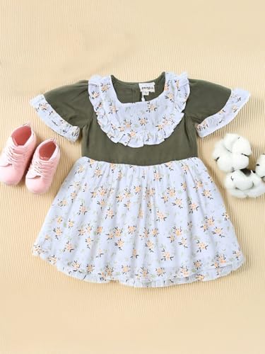 Image of mini mama by Bella Modaround Neck Front Frilled with Contrast Top (White, 12-18M)