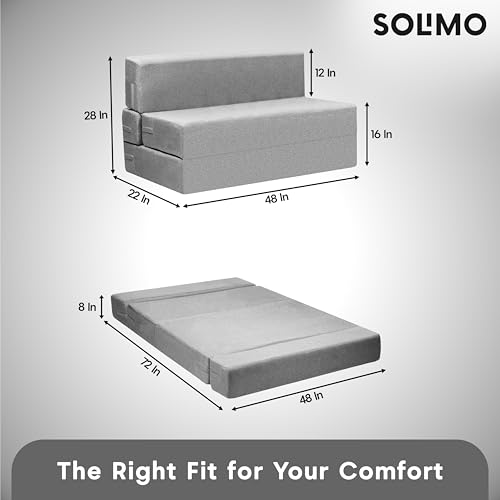 Image of Amazon Brand - Solimo 2 Seater 4 * 6 Jute Fabric Washable Cover Sofa Cum Bed2 Seater Double Foam Fold Out Sofa Cum Bed (Finish Color - Light Grey Delivery Condition - Pre-Assembled)
