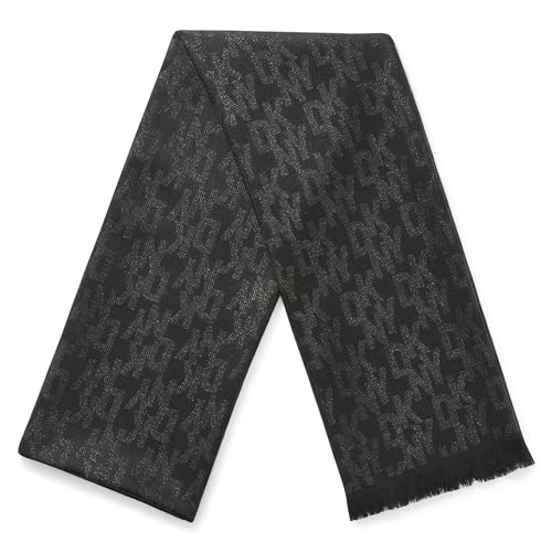 DKNY womens Metallic Logo Pashmina Scarf With Eyelash Fringe3