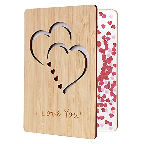 Mothers Day Gifts for Mom, Anniversary Card for Men Women, Handmade Wedding Card for Wife Husband, Bamboo Greeting Card for Girlfriend Boyfriend Couple Her Him