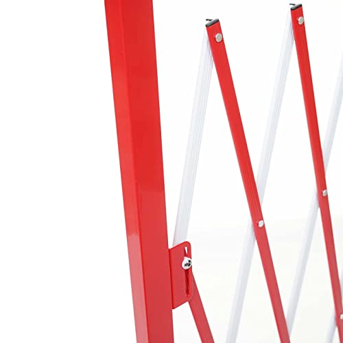 Absperrgitter HWC-B34, Scherengitter Zaun Schutzgitter ausziehbar, Alu rot-weiß - Höhe 103cm, Breite 32-265cm