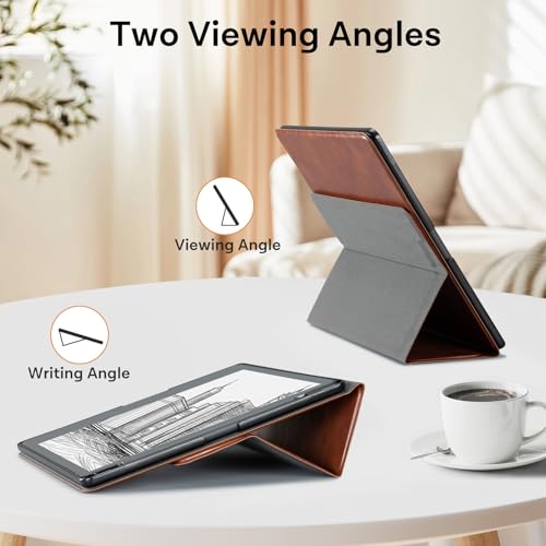 Image of CoBak Case for E-Reader - All New PU Leather Cover with Auto Sleep Wake Feature for E-Reader 10.2 inch 2022 & 2024 Released with Pen Holder (not Compatible with Remarkable),Dark Brown