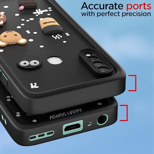 Image of Pikkme Back Cover for Oppo A31 | Cute Fun Cartoon 3D Bear Silicone Full Body Protection Bumper Case (Black)