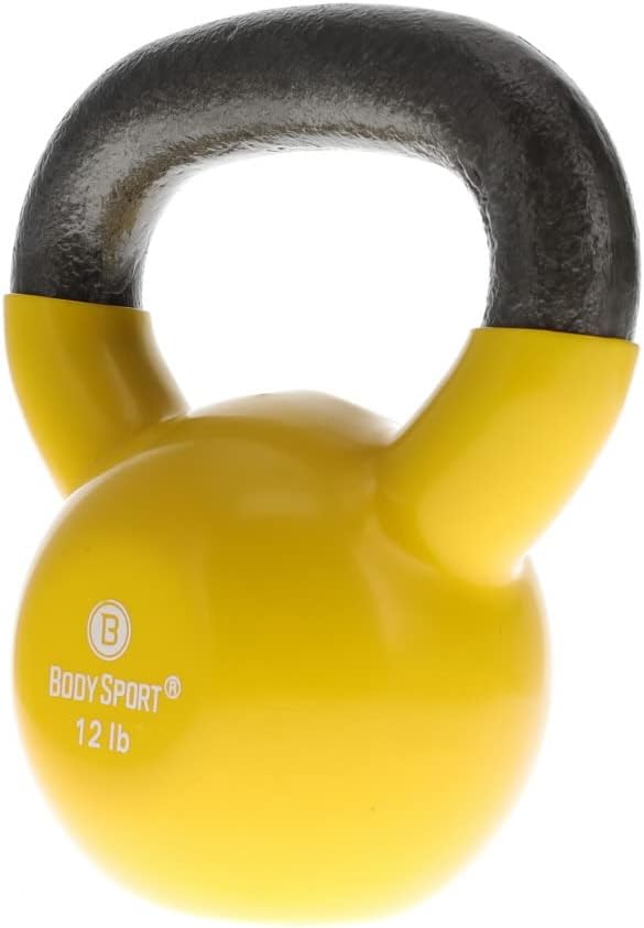 Body Sport Cast Iron Vinyl Coated Kettlebells – Kettlebell for Weight Lifting – Strength Training Kettlebell – Professional Fitness for Gym & At Home