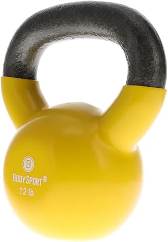 Miniatura 6 de Body Sport Pesa rusa recubierta de vinilo de hierro fundido, pesas rusas para levantamiento de pesas, pesas rusas de entrenamiento de fuerza,