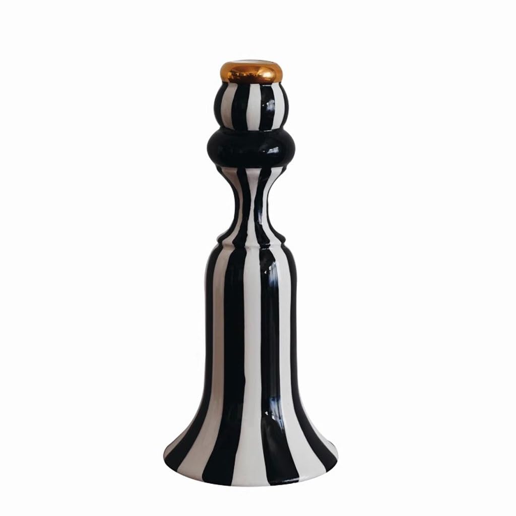 Eines A Candlestick Holders Creative Roman Column Black Nd White Striped Ceramic Candlestick Modern Gold-Plated Candlestick Ornaments Candlesticks Holders For Home Decor