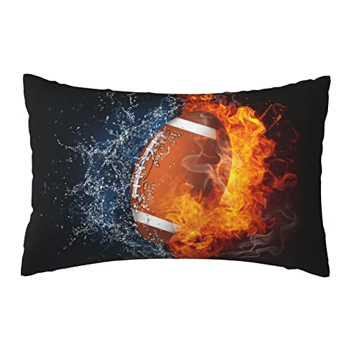 30 X 20 Inch Football Pillowcase For Boys Room, Sports-Themed Decorative Throw Pillow Cases Cushion Covers With Cool Fire And Water Pattern For Men Teens Kids Adults Couch Sofa Bedroom Car Chair #TOP13