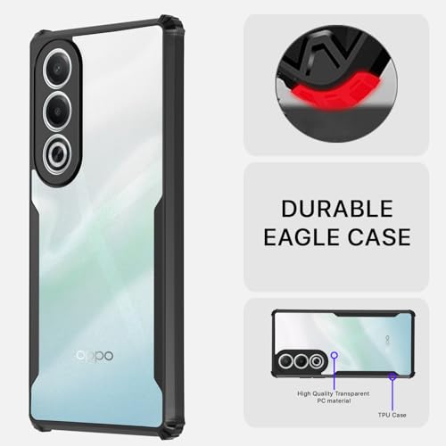 Image of Pikkme Crystal Clear Transparent Back Cover | Ultra Hyrbid | Full Camera Protection | Raised Edge | Bumper Case for Oppo K12x 5G (Black)