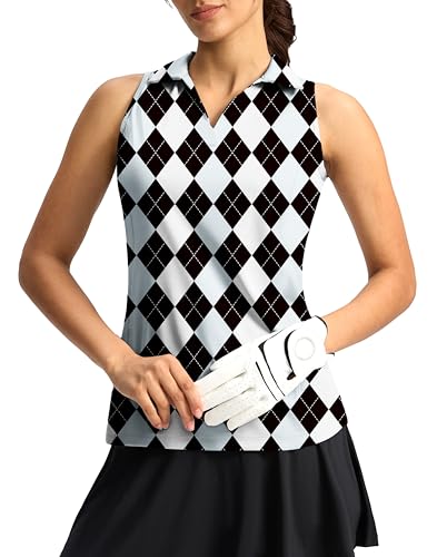 G Gradual Women's Golf Shirt Sleeveless Lightweight V Neck Tennis Polo Shirts with Collar Quick Dry Athletic Tops for Women